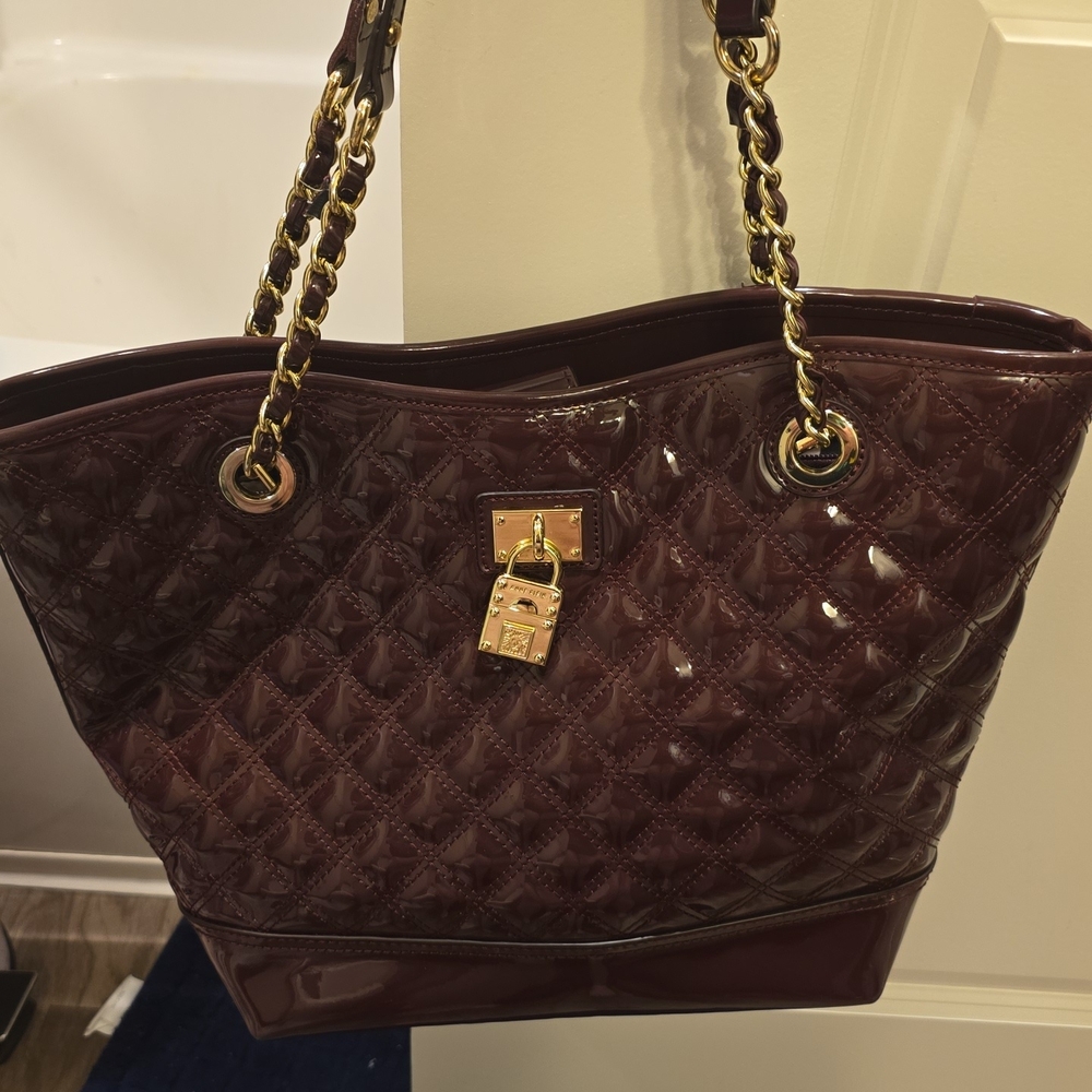 Anne Klein Gold and Red Quilted Shoulder Bag